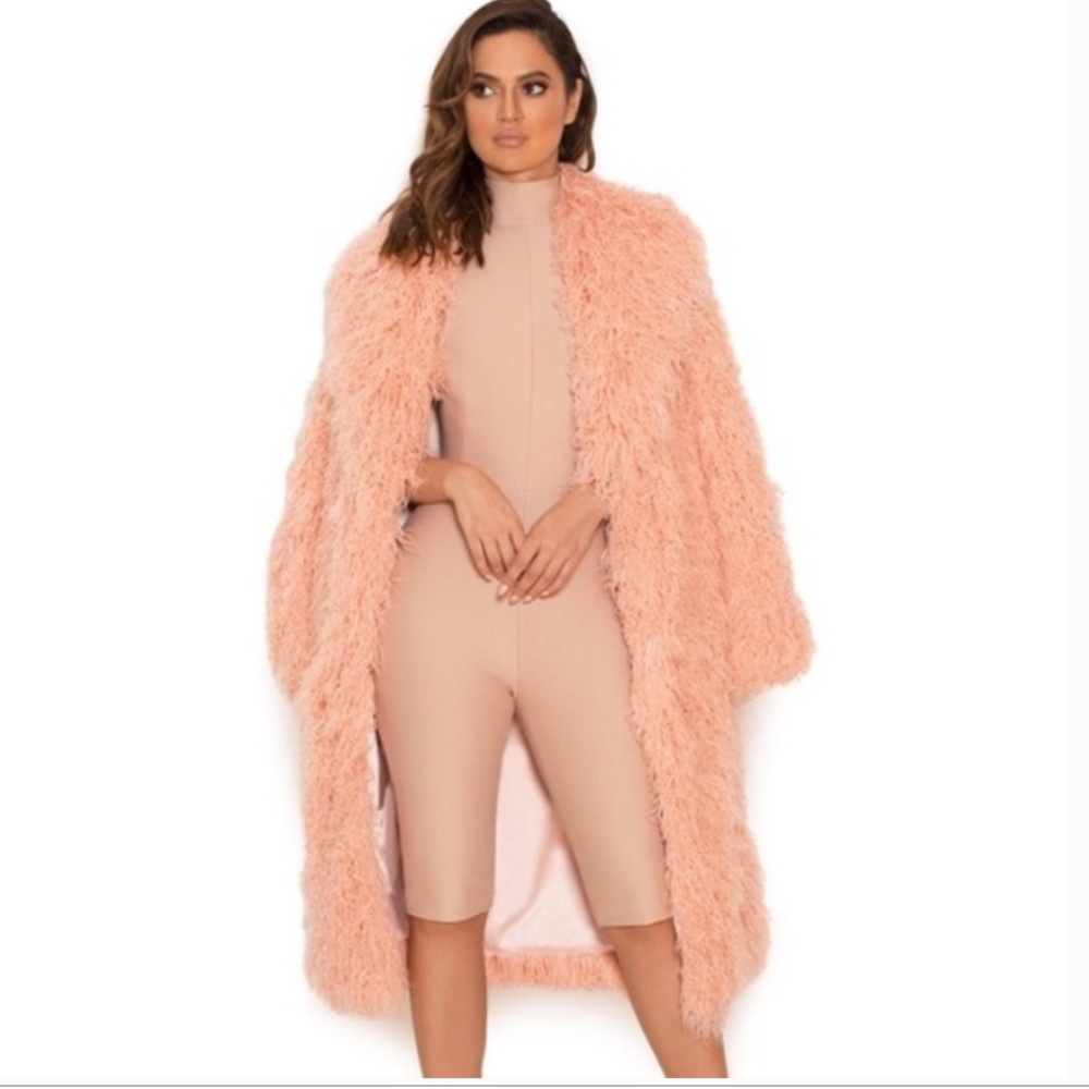 HOUSE OF CB FELICITA BLUSH COAT SIZE XS - Picture 2 of 8